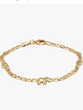 Barzel 18K Gold Plated Flat Marina Elephant Anklet For Women - Made In Brazil 🐘